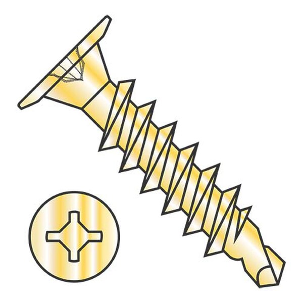 Usa Industrials Self-Drilling Screw, #10-16 x 3/4 in, Zinc Yellow Steel Wafer Head Phillips Drive BULK-SCRW-12596 - main